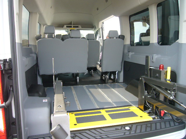 Transit short floor, OEM seats, REAR lift deployed 1