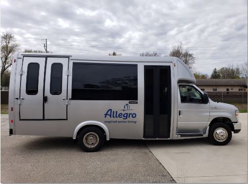 Allegro Senior Living Embassy Bus 12 Passengers 2 Wheelchairs Silver Paint Allegro Senior Living Embassy Bus 12 Passengers 2 Wheelchairs Silver Paint